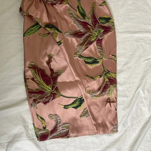 MARCHESA NOTTE One-shoulder Draped Floral-Jacquard Midi Dress in Blush sz 4 NWT - Picture 5 of 16